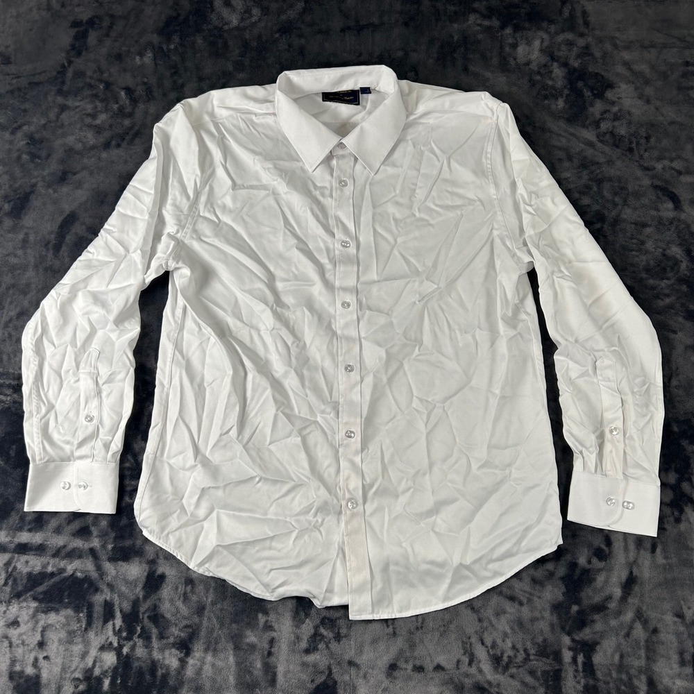 FLEX Button Up Shirt Mens L White Luxury Collection Design In Italy Long Sleeve